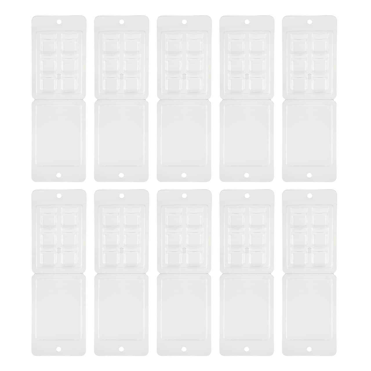 12 Packs: 10 ct. (120 total) Clear Square Wax Melt Clamshells by Make Market®